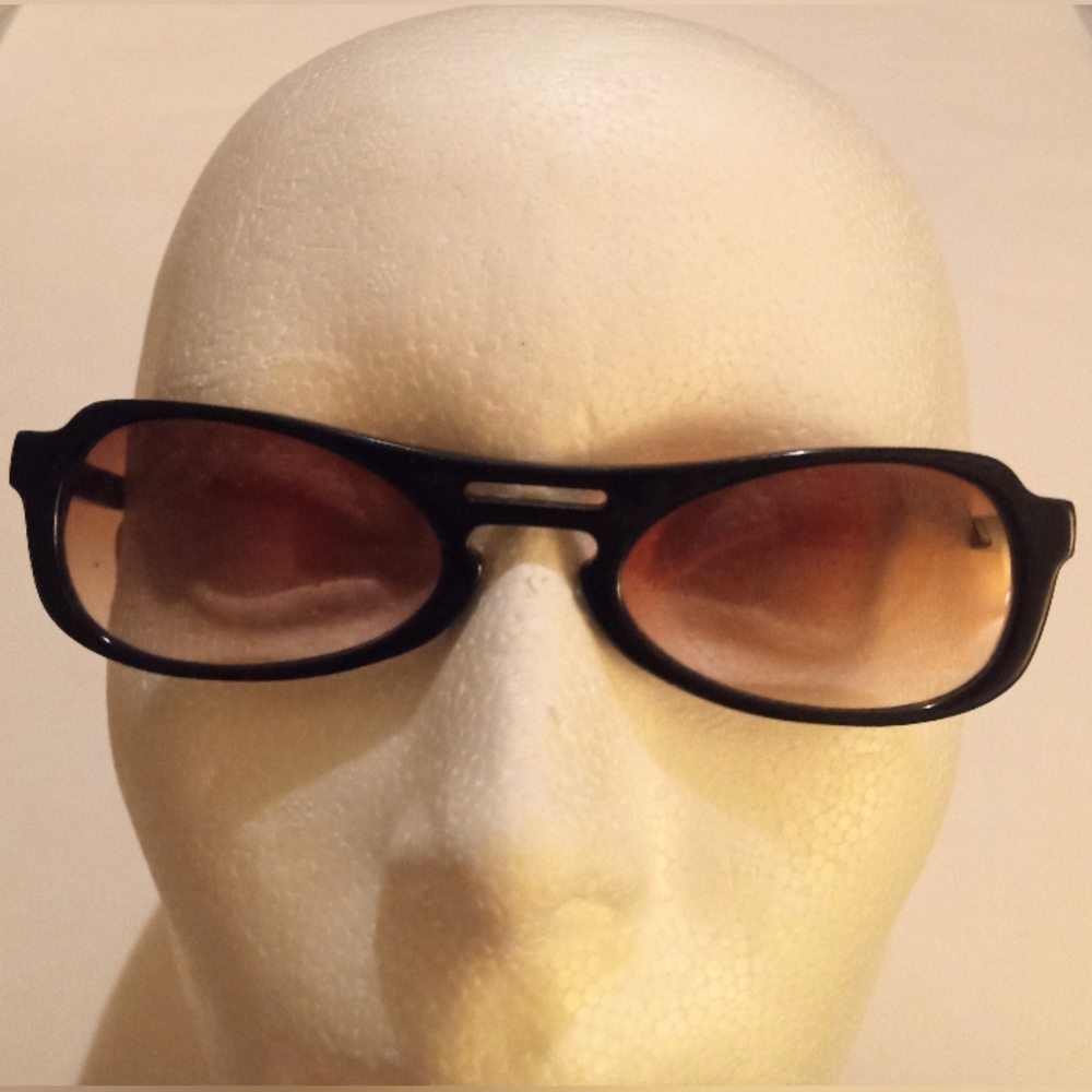 1990s Vintage Unique "Wink" Black Women's Sunglasses with Graduating Brown Lens